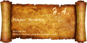 Hayer Aranka névjegykártya